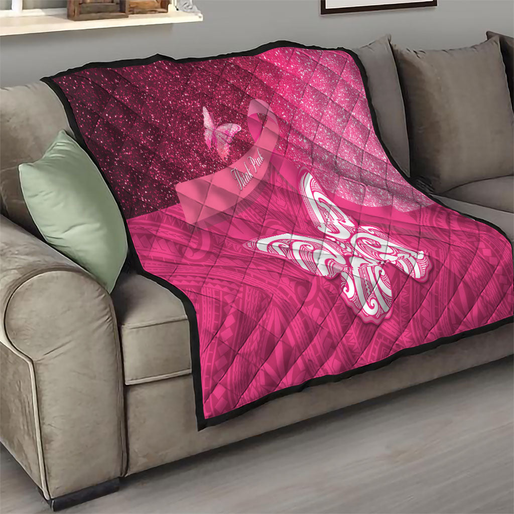 New Zealand Breast Cancer Awareness Quilt Pink Ribbon Butterfly Maori Pattern
