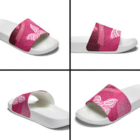 New Zealand Breast Cancer Awareness Slide Sandals Pink Ribbon Butterfly Maori Pattern LT22 - Polynesian Pride