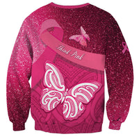 New Zealand Breast Cancer Awareness Sweatshirt Pink Ribbon Butterfly Maori Pattern LT22 - Polynesian Pride