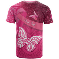 New Zealand Breast Cancer Awareness T Shirt Pink Ribbon Butterfly Maori Pattern LT22 - Polynesian Pride