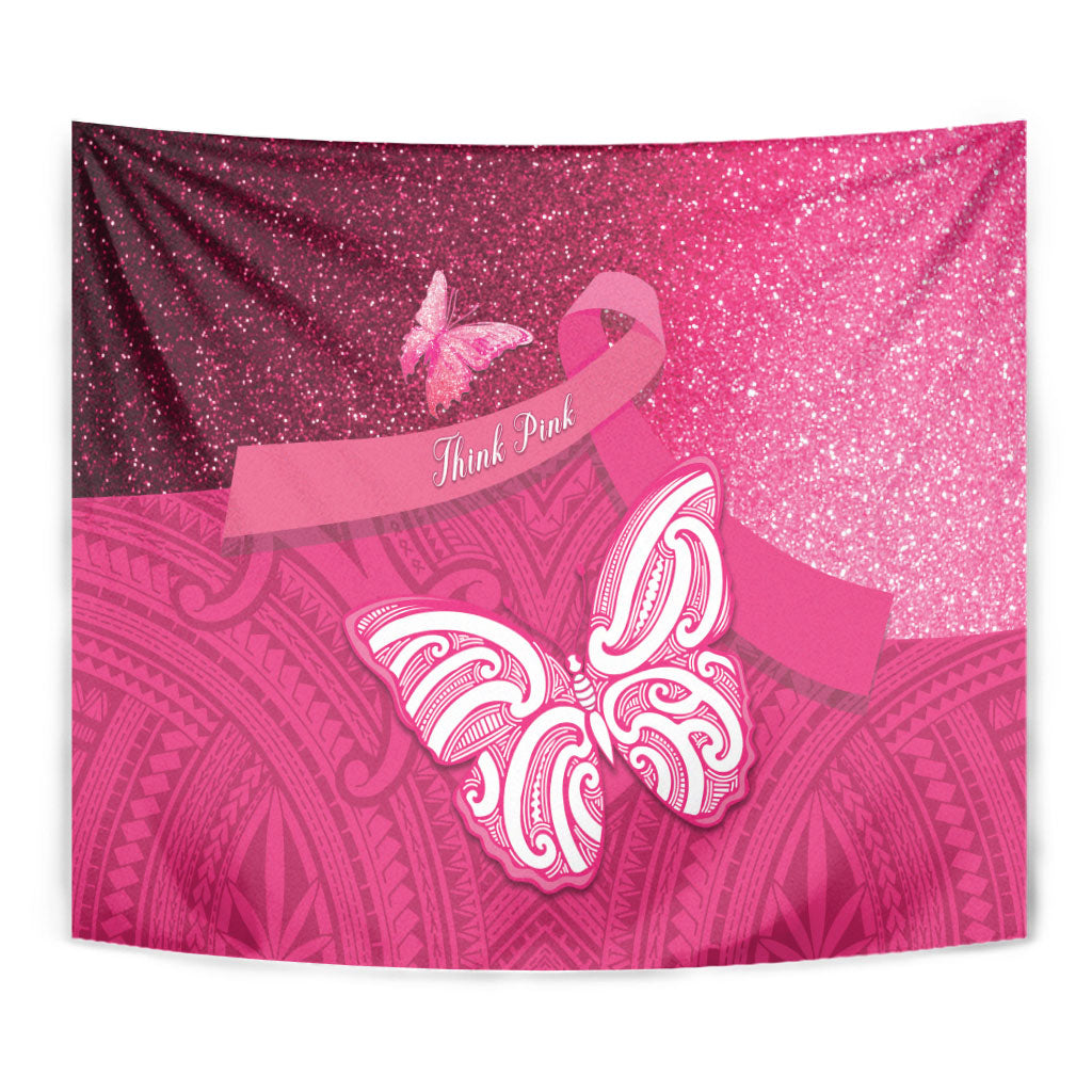 New Zealand Breast Cancer Awareness Tapestry Pink Ribbon Butterfly Maori Pattern LT22 - Polynesian Pride