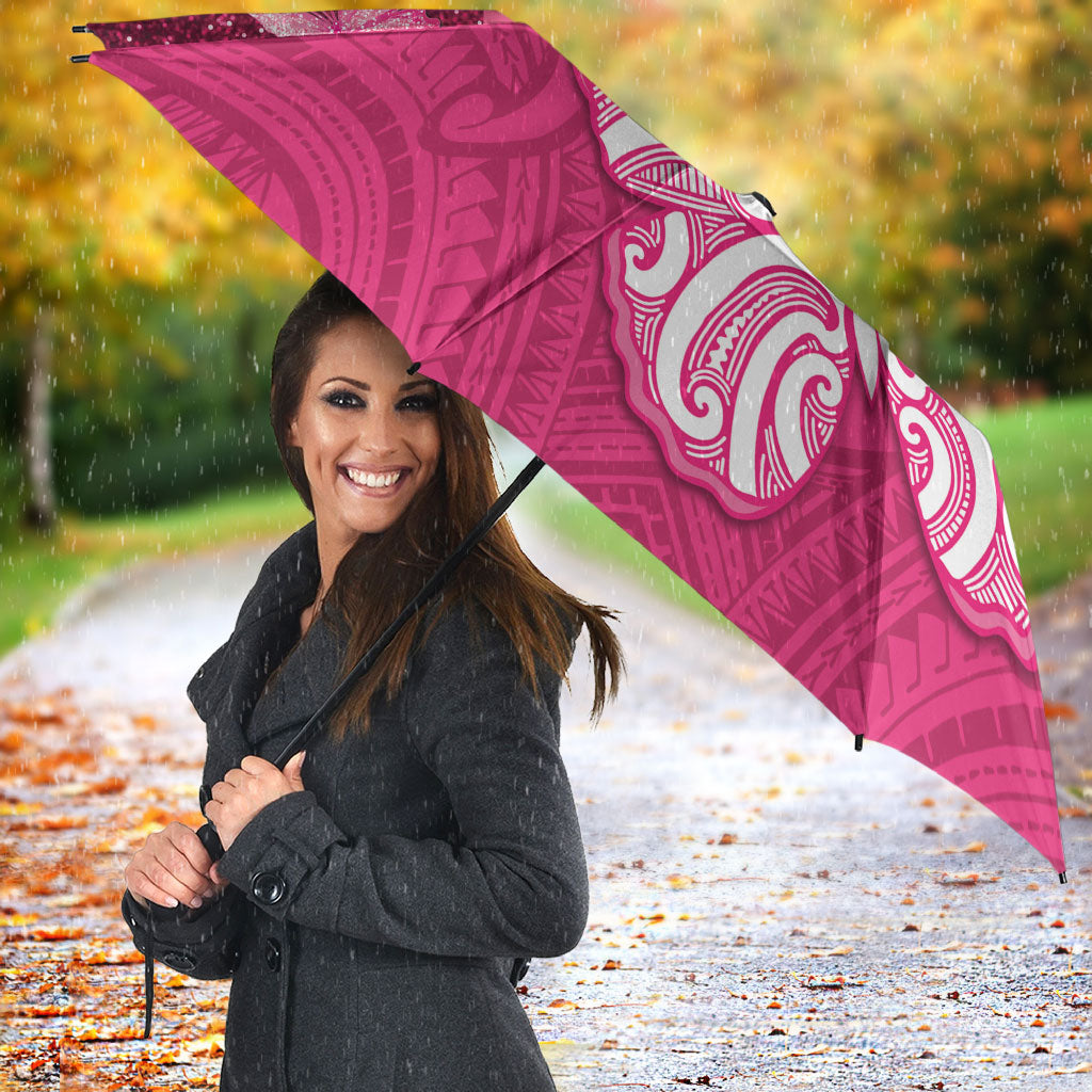 New Zealand Breast Cancer Awareness Umbrella Pink Ribbon Butterfly Maori Pattern LT22 - Polynesian Pride