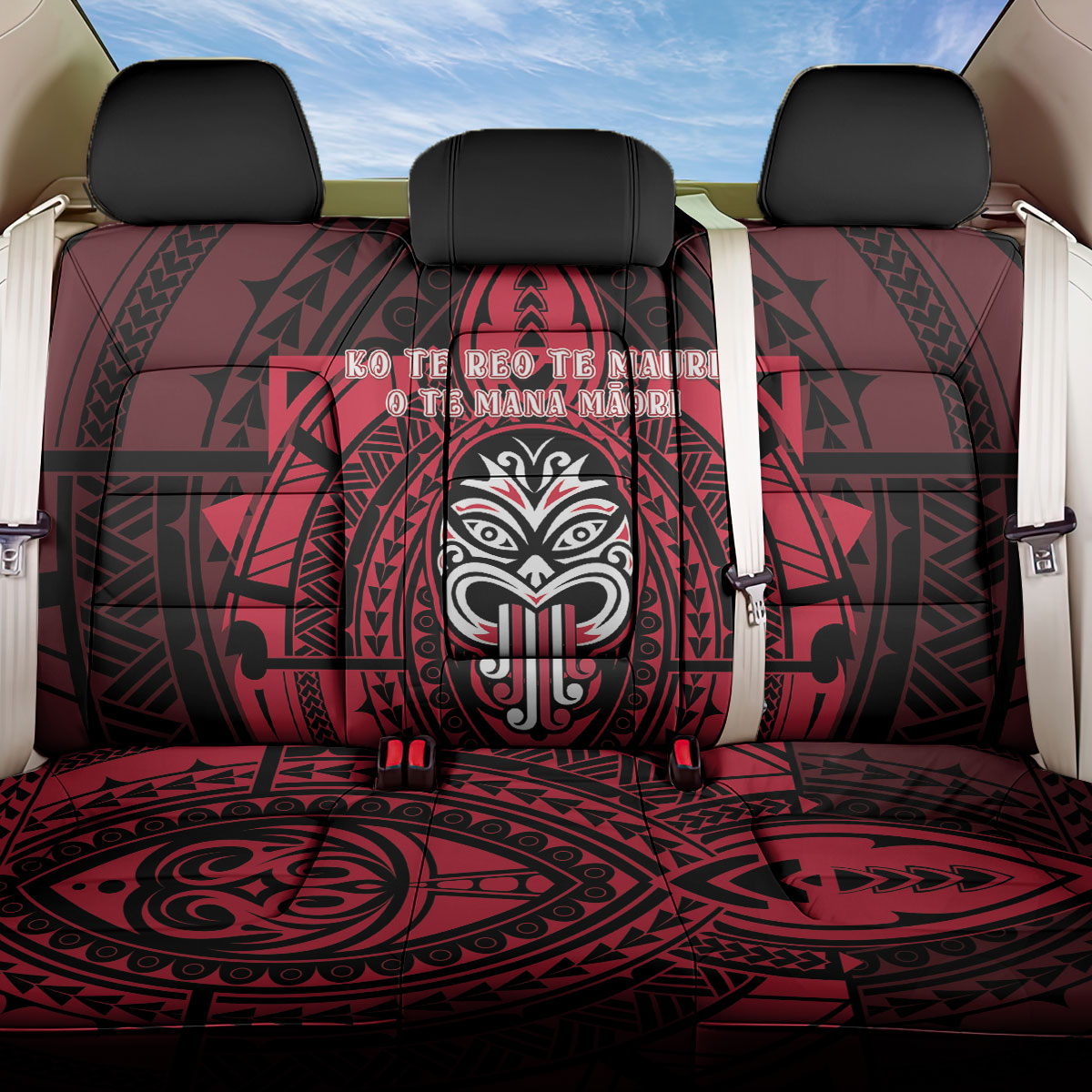 New Zealand Maori Language Week Back Car Seat Cover Te Wiki O Te Reo Maori Hei Tiki LT22 One Size Red - Polynesian Pride