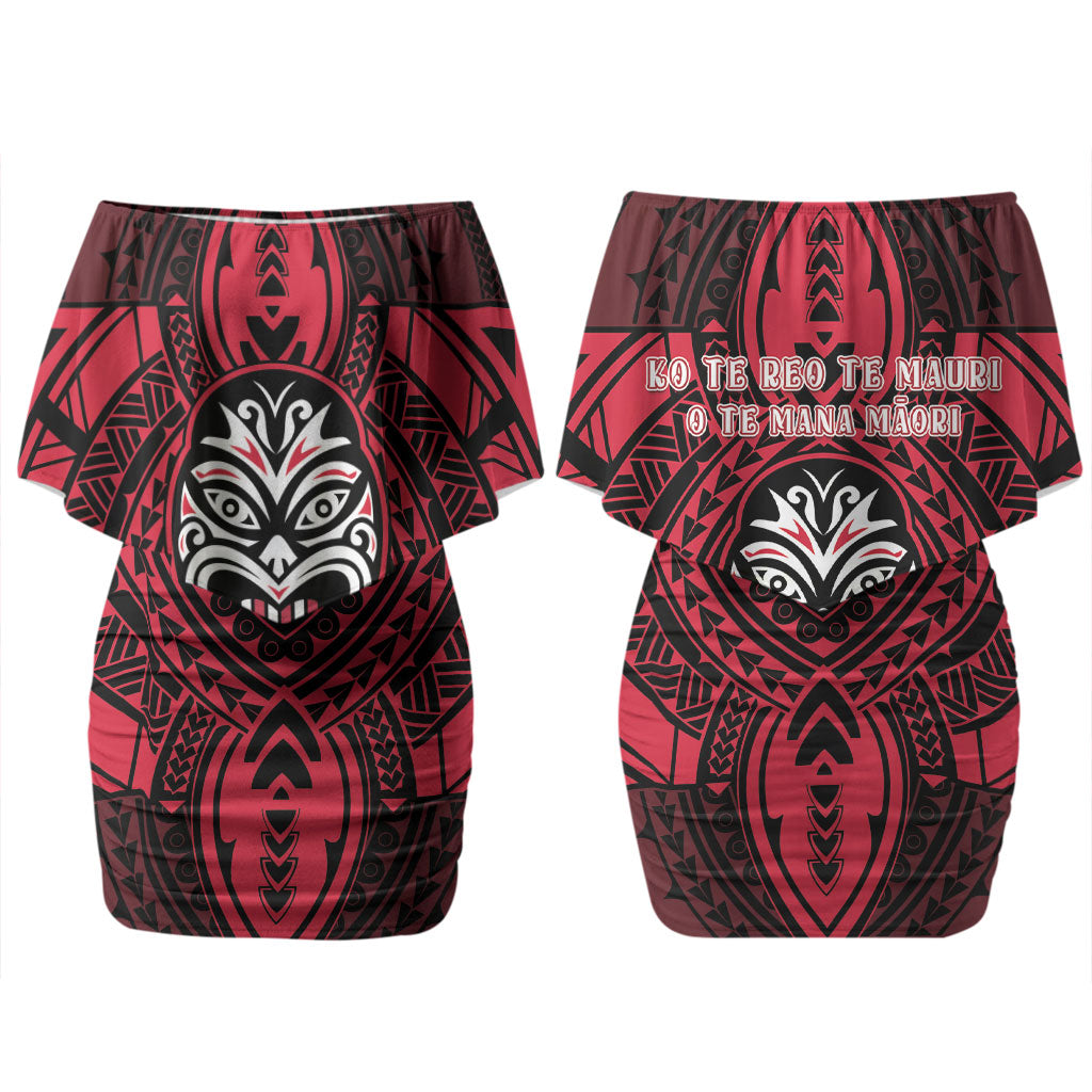 New Zealand Maori Language Week Couples Matching Off Shoulder Short Dress and Long Sleeve Button Shirt Te Wiki O Te Reo Maori Hei Tiki LT22 - Polynesian Pride