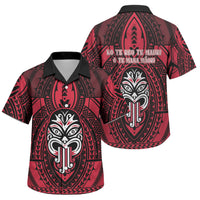 New Zealand Maori Language Week Family Matching Puletasi and Hawaiian Shirt Te Wiki O Te Reo Maori Hei Tiki LT22 Son's Shirt Red - Polynesian Pride
