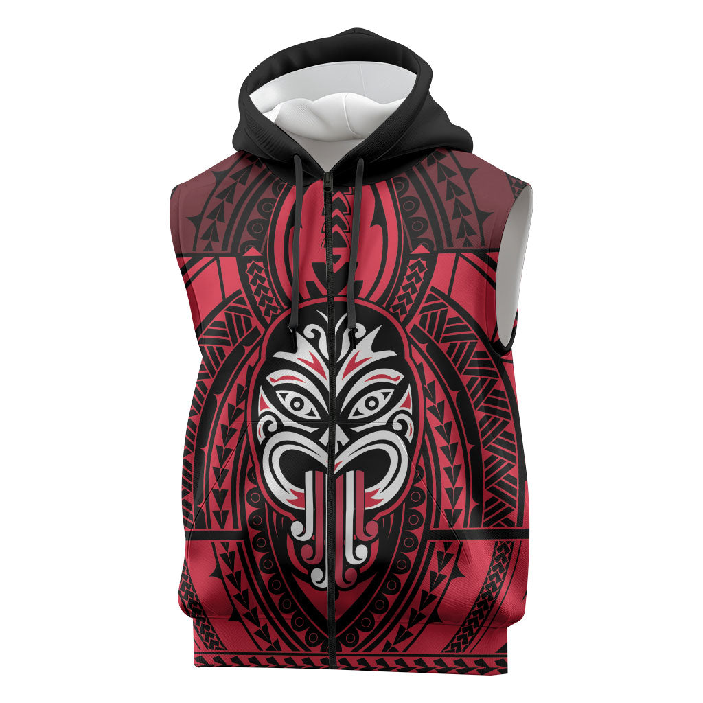 New Zealand Maori Language Week Sleeveless Zip Hoodie Te Wiki O Te Reo Maori Hei Tiki LT22 Red - Polynesian Pride