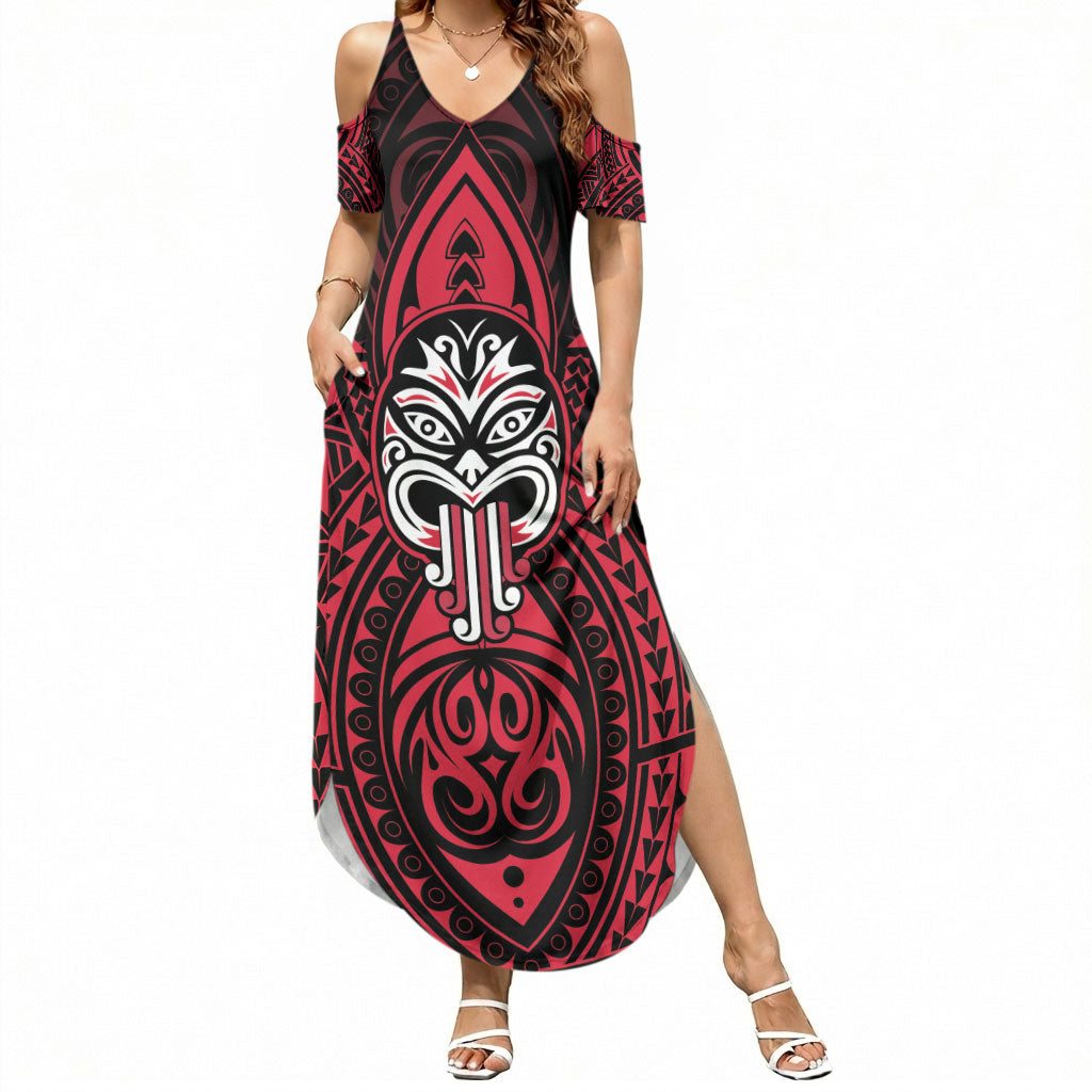 New Zealand Maori Language Week Summer Maxi Dress Te Wiki O Te Reo Maori Hei Tiki LT22 Women Red - Polynesian Pride