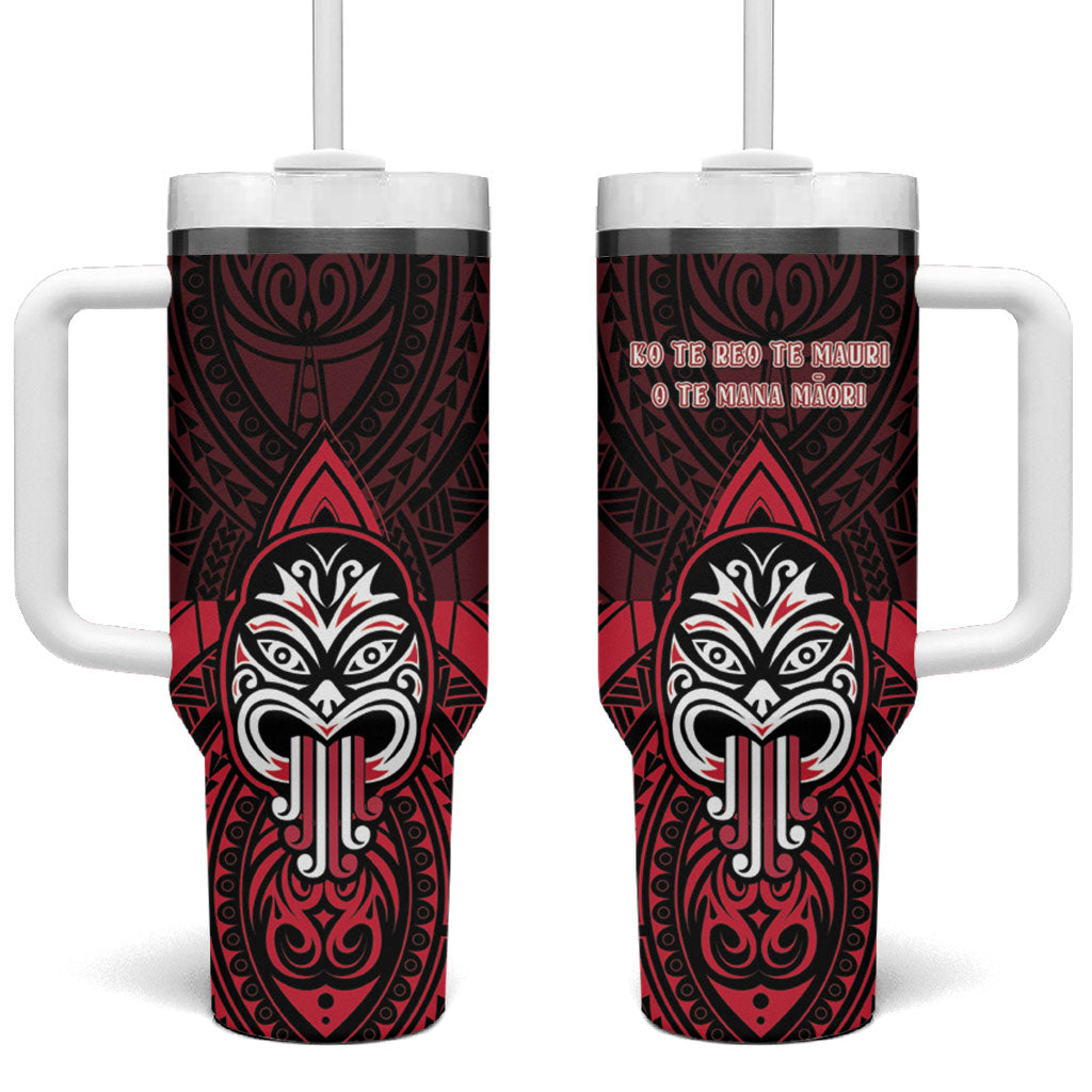 New Zealand Maori Language Week Tumbler With Handle Te Wiki O Te Reo Maori Hei Tiki LT22 One Size: 40 oz Red - Polynesian Pride