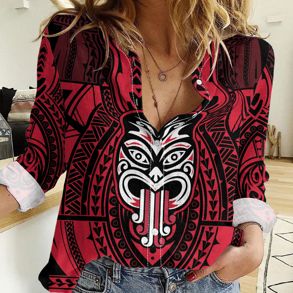 New Zealand Maori Language Week Women Casual Shirt Te Wiki O Te Reo Maori Hei Tiki LT22 Female Red - Polynesian Pride