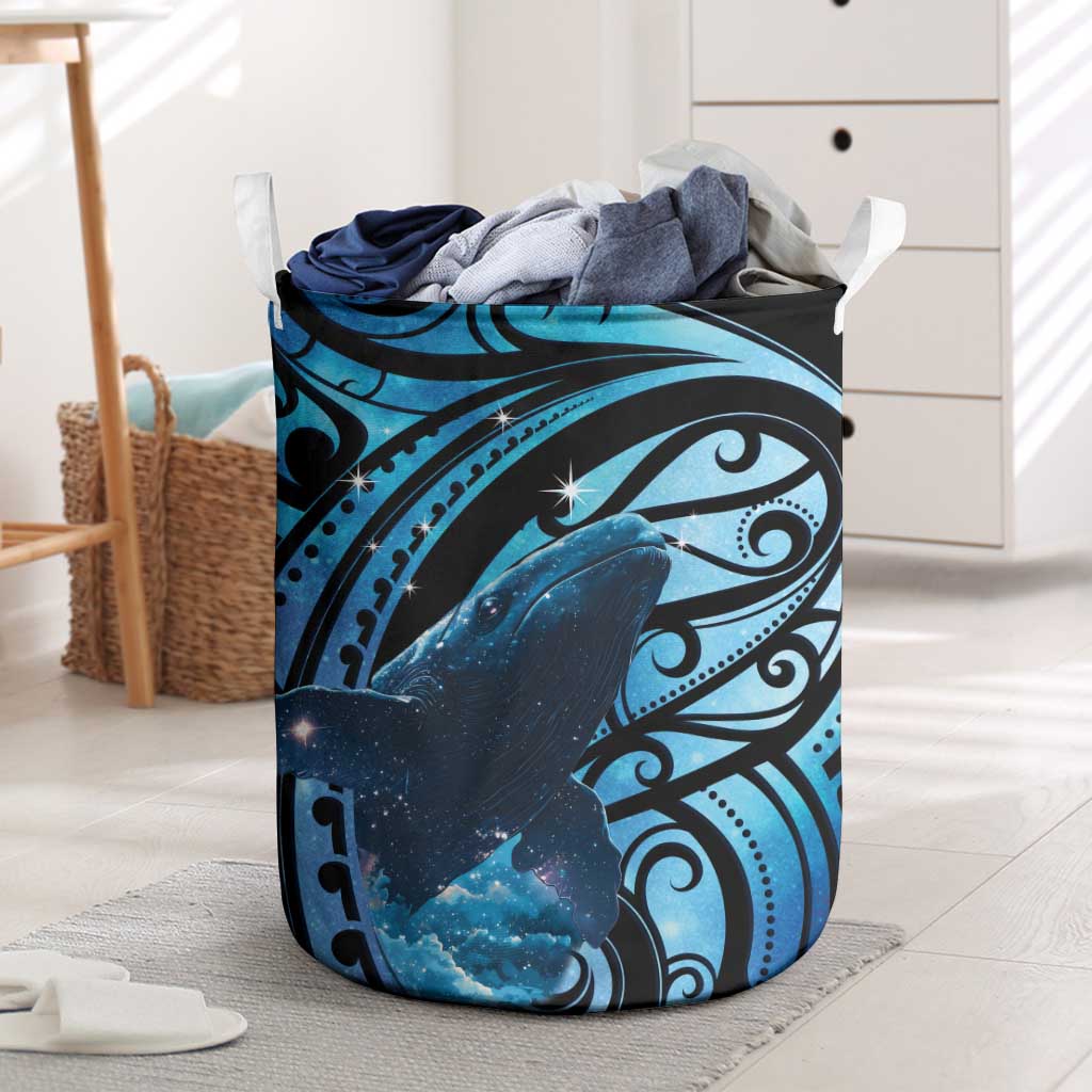 New Zealand Matariki Laundry Basket Maori Humpback Whale Galaxy LT22 Blue - Polynesian Pride