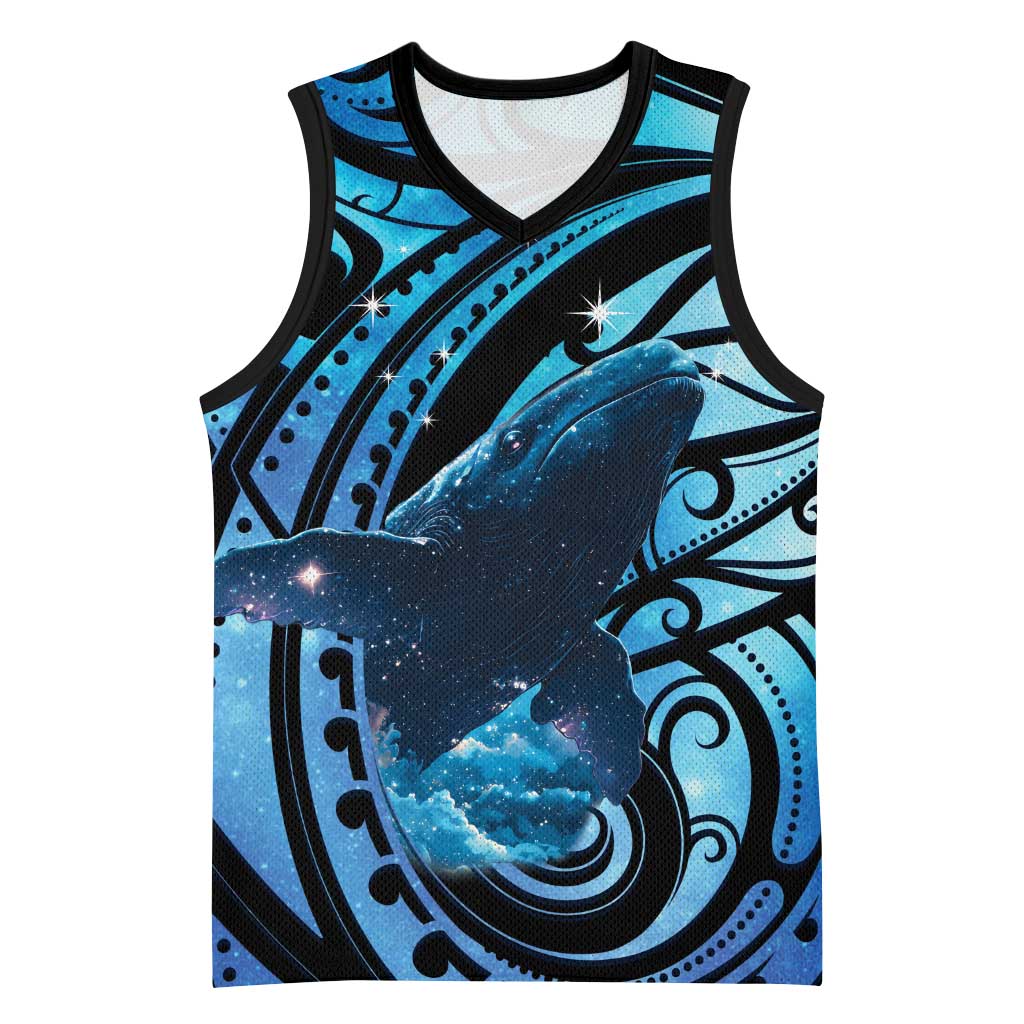 New Zealand Matariki Basketball Jersey Maori Humpback Whale Galaxy LT22 Unisex Blue - Polynesian Pride