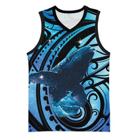 New Zealand Matariki Basketball Jersey Maori Humpback Whale Galaxy LT22 Unisex Blue - Polynesian Pride