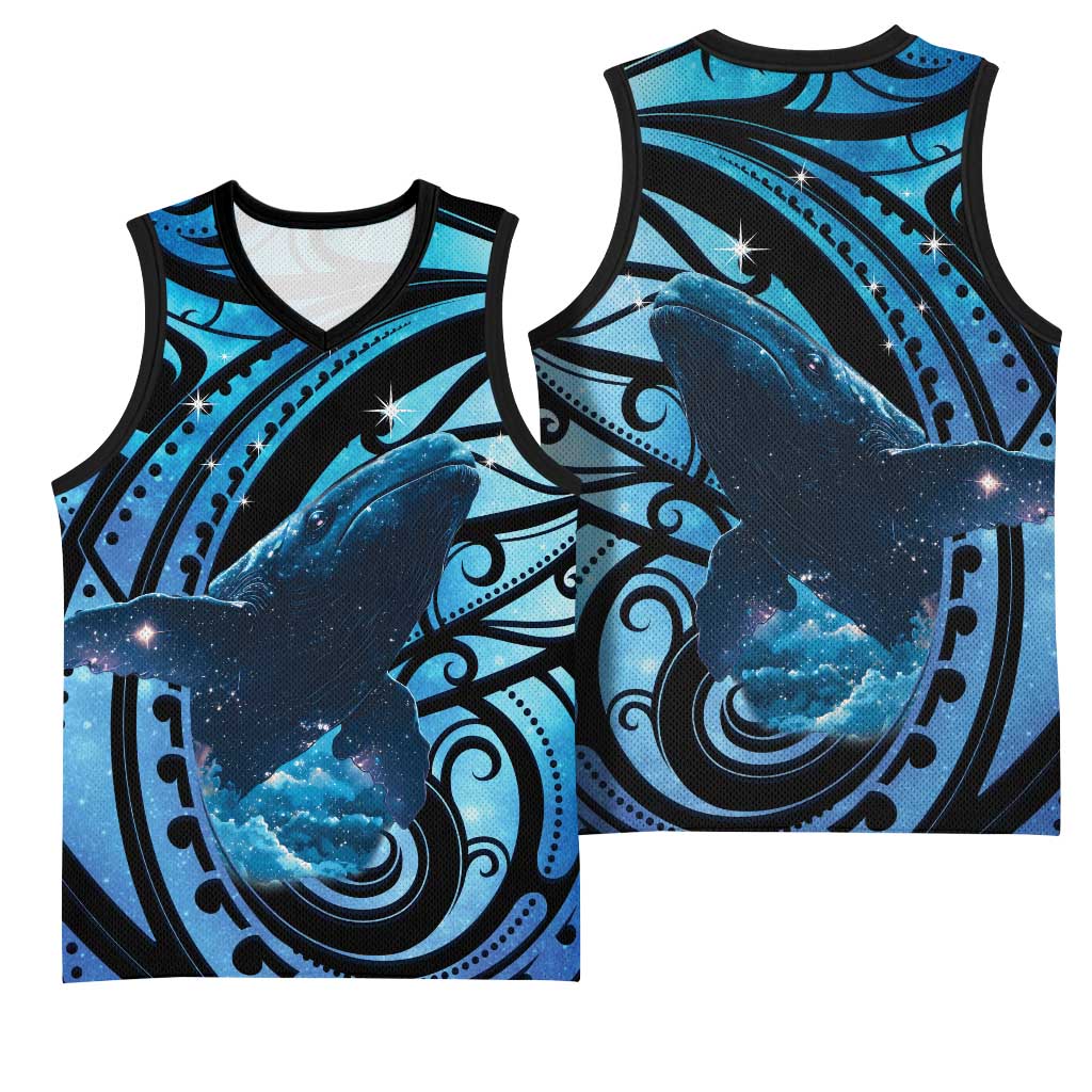 New Zealand Matariki Basketball Jersey Maori Humpback Whale Galaxy LT22 - Polynesian Pride