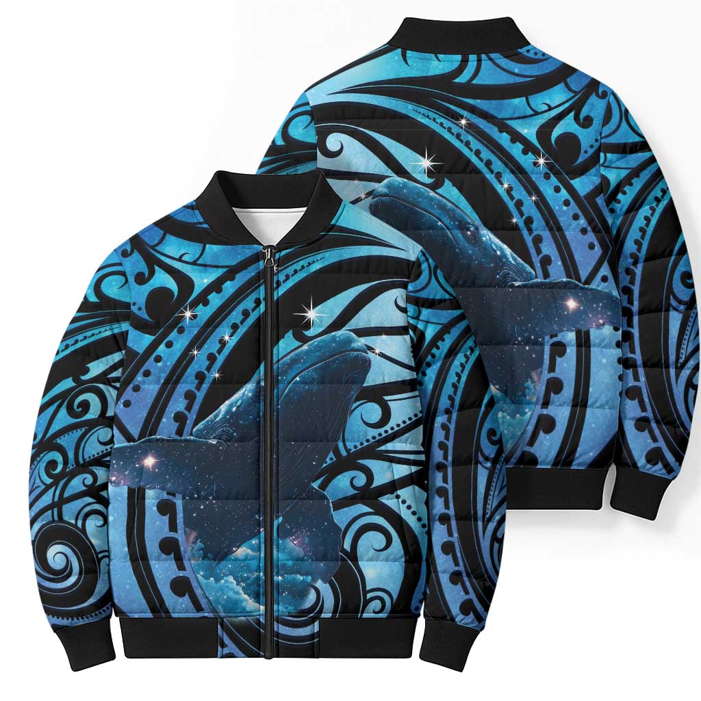 New Zealand Matariki Bomber Puffer Jacket Maori Humpback Whale Galaxy LT22 - Polynesian Pride