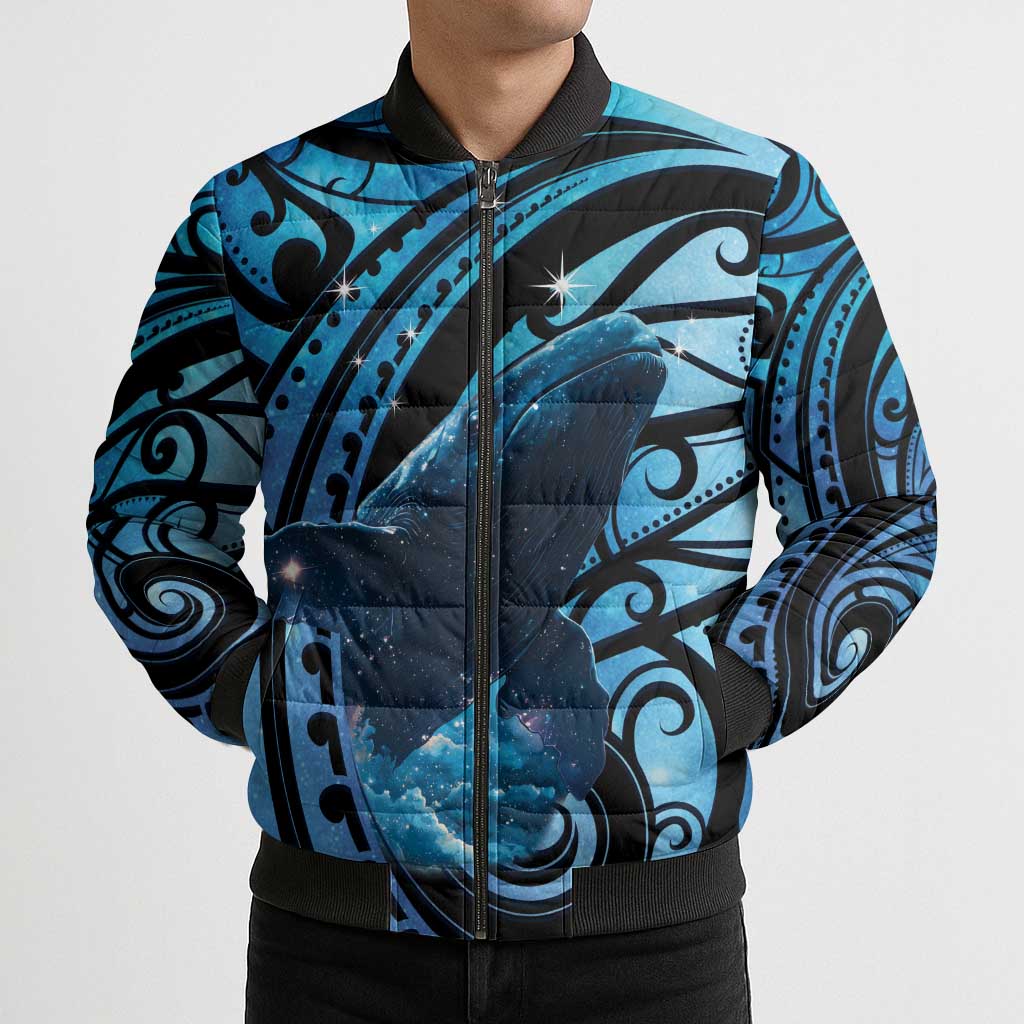 New Zealand Matariki Bomber Puffer Jacket Maori Humpback Whale Galaxy LT22 - Polynesian Pride