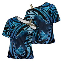 New Zealand Matariki Cross Shoulder Shirt Maori Humpback Whale Galaxy LT22 - Polynesian Pride
