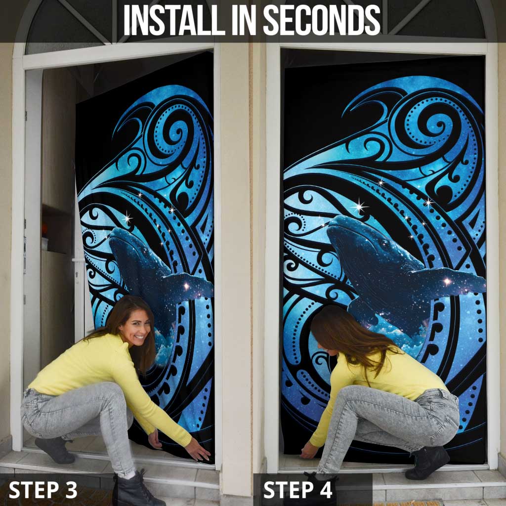New Zealand Matariki Door Cover Maori Humpback Whale Galaxy LT22 - Polynesian Pride