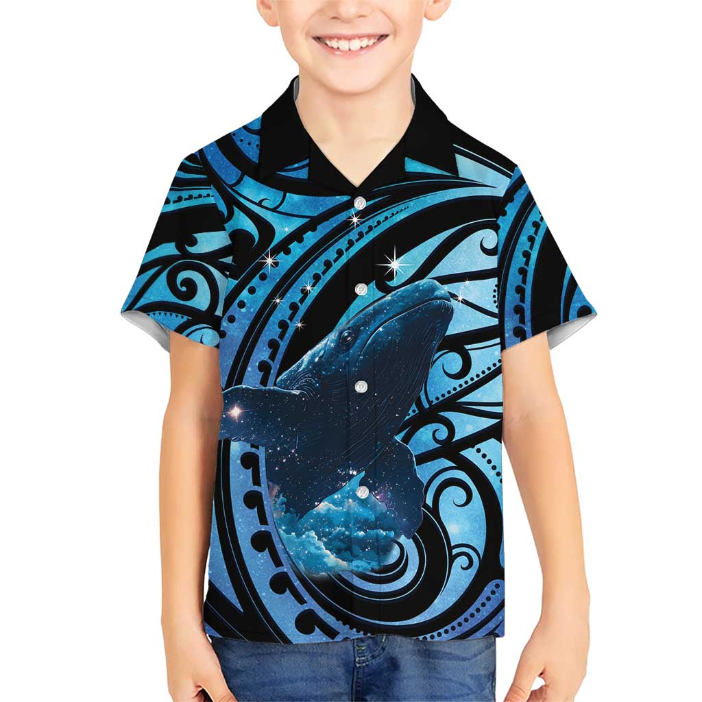 New Zealand Matariki Family Matching Long Sleeve Bodycon Dress and Hawaiian Shirt Maori Humpback Whale Galaxy