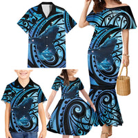 New Zealand Matariki Family Matching Mermaid Dress and Hawaiian Shirt Maori Humpback Whale Galaxy