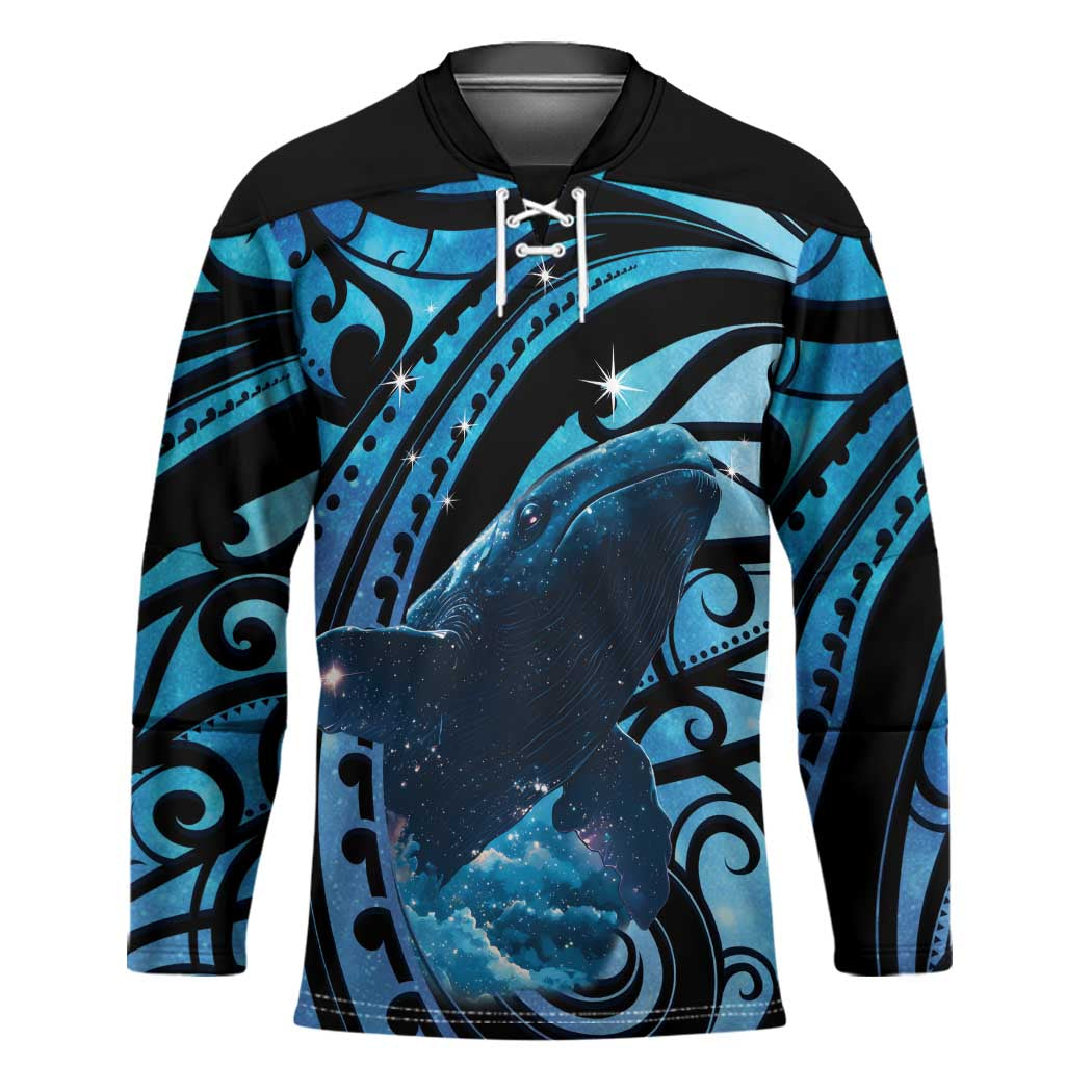 New Zealand Matariki Hockey Jersey Maori Humpback Whale Galaxy LT22 Unisex Blue - Polynesian Pride
