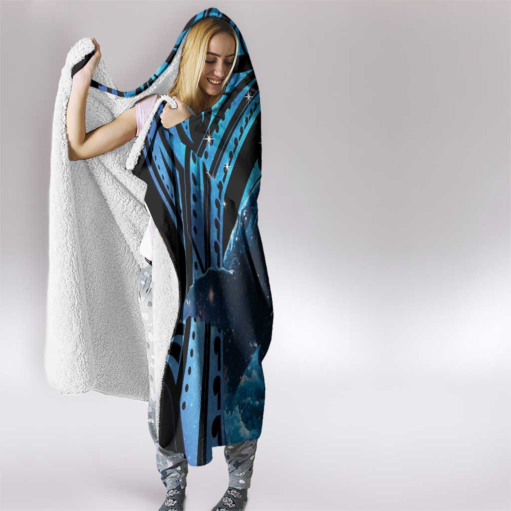 New Zealand Matariki Hooded Blanket Maori Humpback Whale Galaxy LT22 - Polynesian Pride