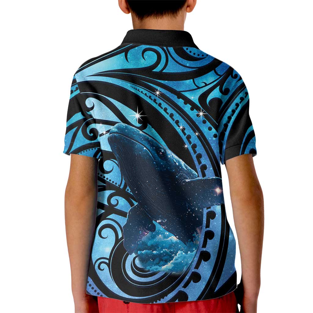 New Zealand Matariki Kid Polo Shirt Maori Humpback Whale Galaxy LT22 - Polynesian Pride