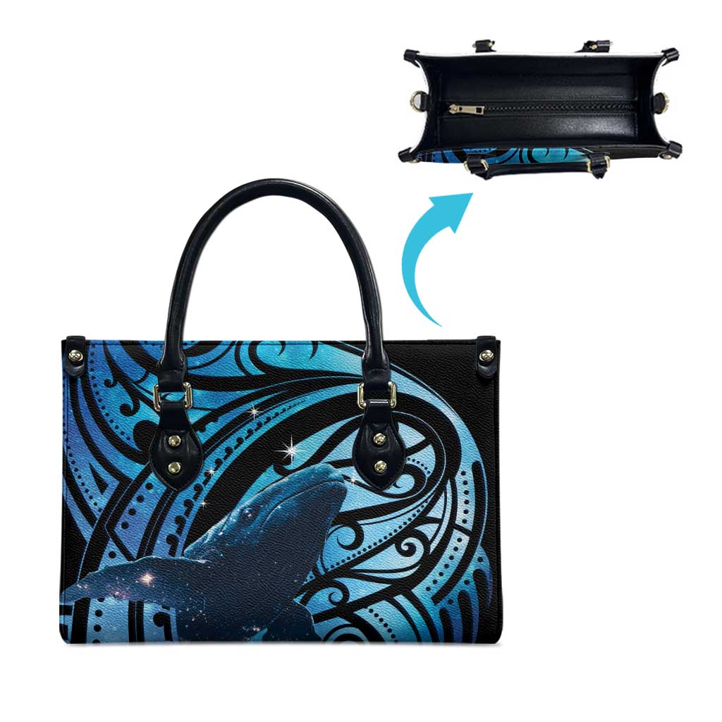 New Zealand Matariki Leather Bag Maori Humpback Whale Galaxy LT22 - Polynesian Pride