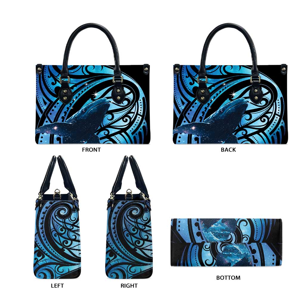 New Zealand Matariki Leather Bag Maori Humpback Whale Galaxy LT22 - Polynesian Pride