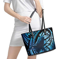 New Zealand Matariki Leather Tote Bag Maori Humpback Whale Galaxy LT22 - Polynesian Pride