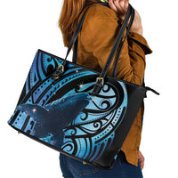 New Zealand Matariki Leather Tote Bag Maori Humpback Whale Galaxy LT22 - Polynesian Pride