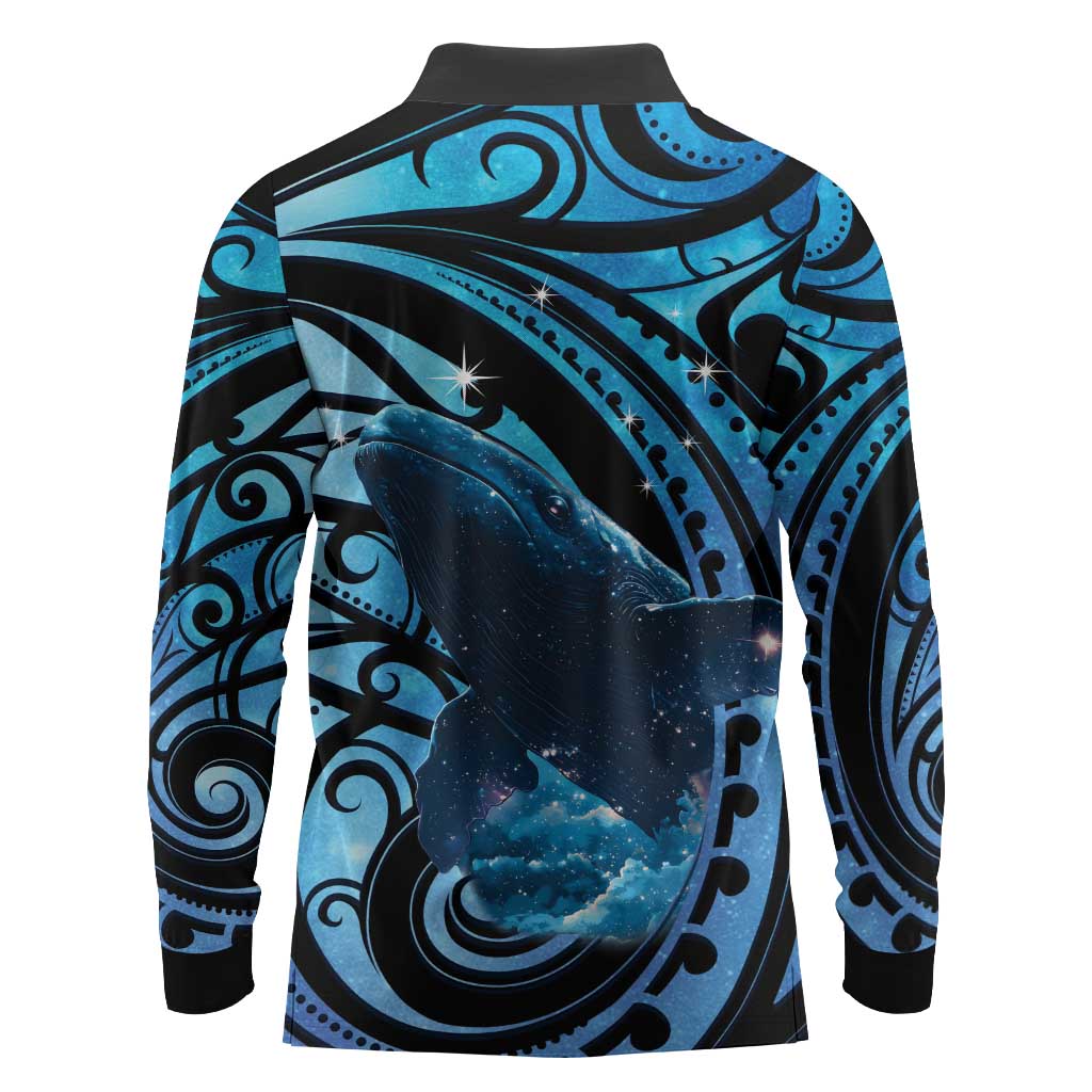 New Zealand Matariki Long Sleeve Polo Shirt Maori Humpback Whale Galaxy LT22 - Polynesian Pride
