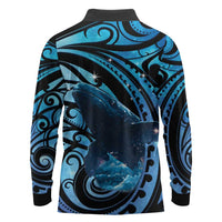 New Zealand Matariki Long Sleeve Polo Shirt Maori Humpback Whale Galaxy LT22 - Polynesian Pride