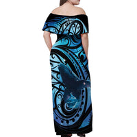 New Zealand Matariki Off Shoulder Maxi Dress Maori Humpback Whale Galaxy LT22 - Polynesian Pride