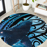 New Zealand Matariki Round Carpet Maori Humpback Whale Galaxy LT22 Blue - Polynesian Pride
