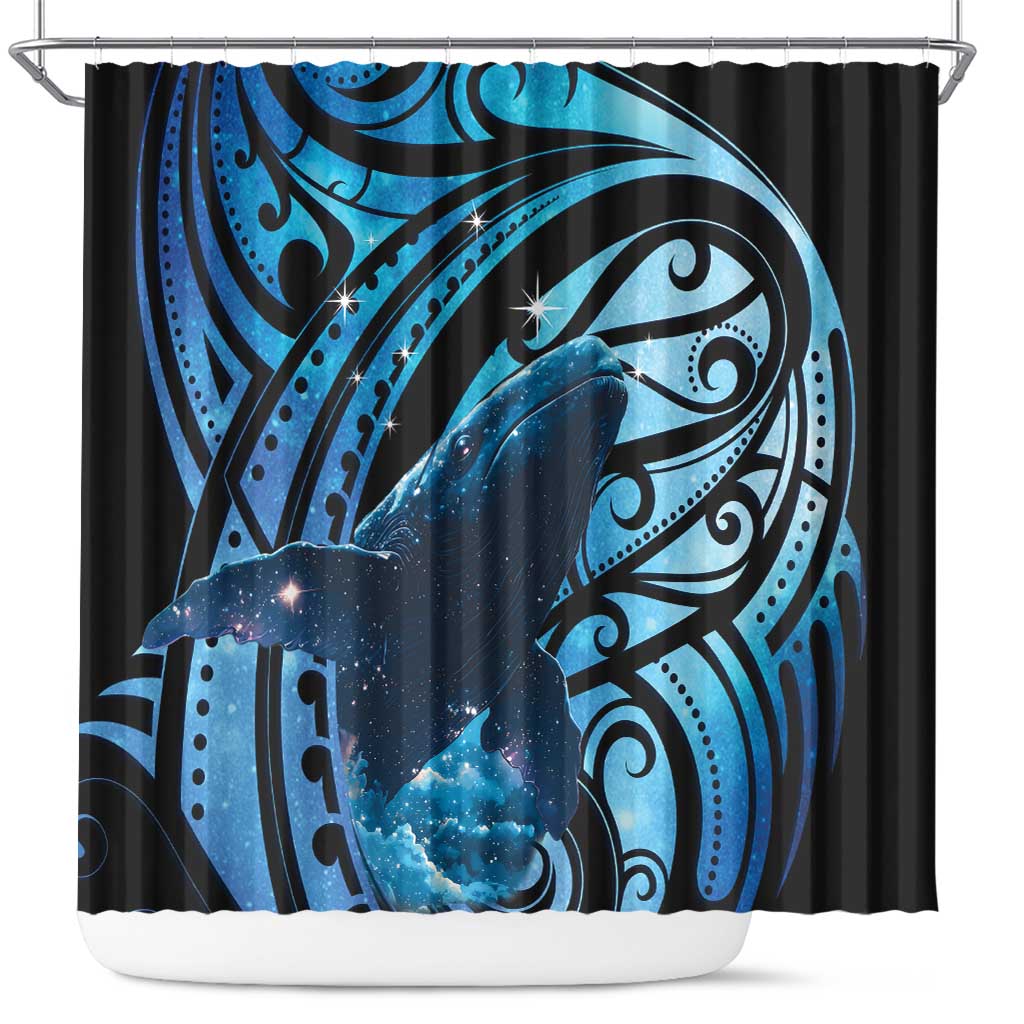 New Zealand Matariki Shower Curtain Maori Humpback Whale Galaxy