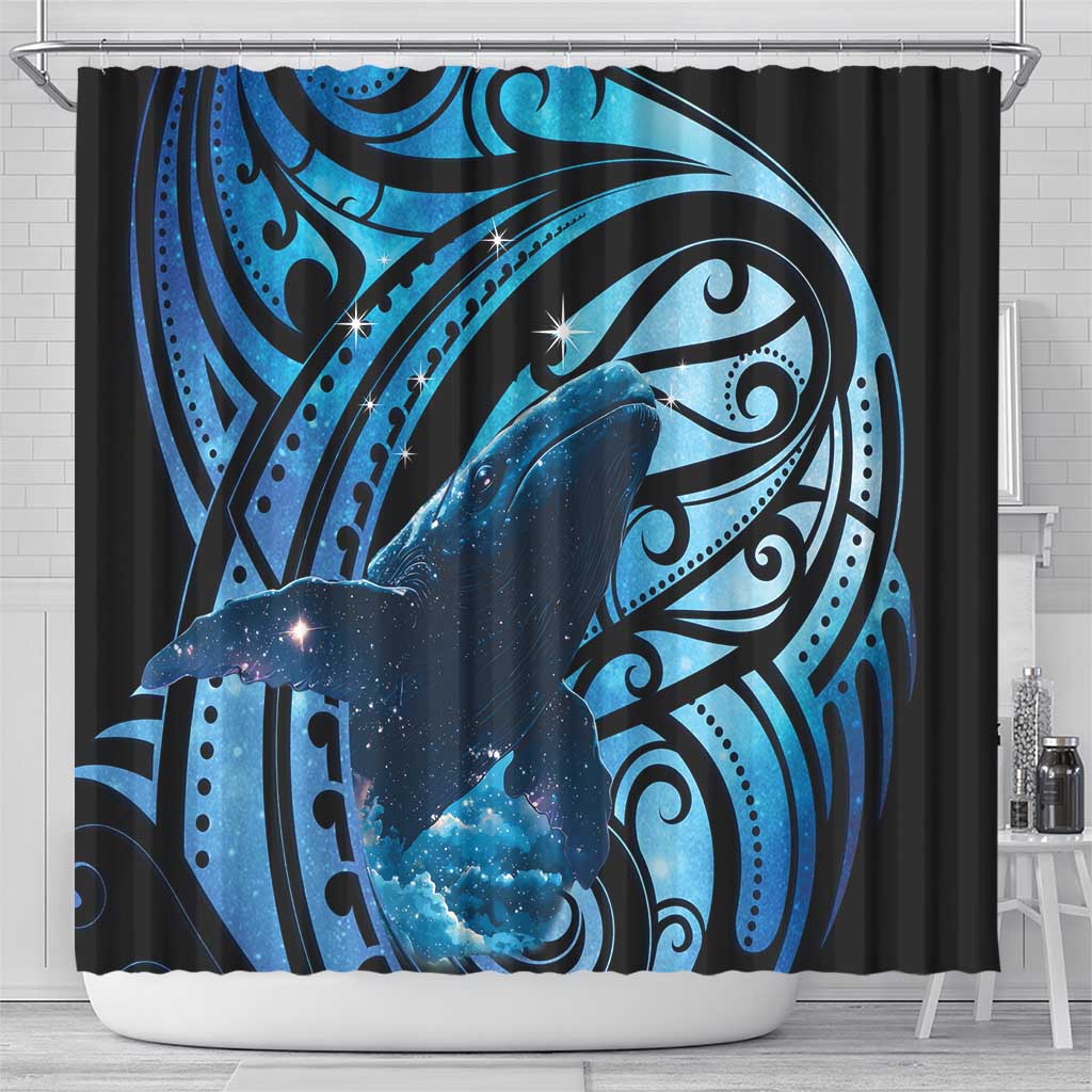 New Zealand Matariki Shower Curtain Maori Humpback Whale Galaxy