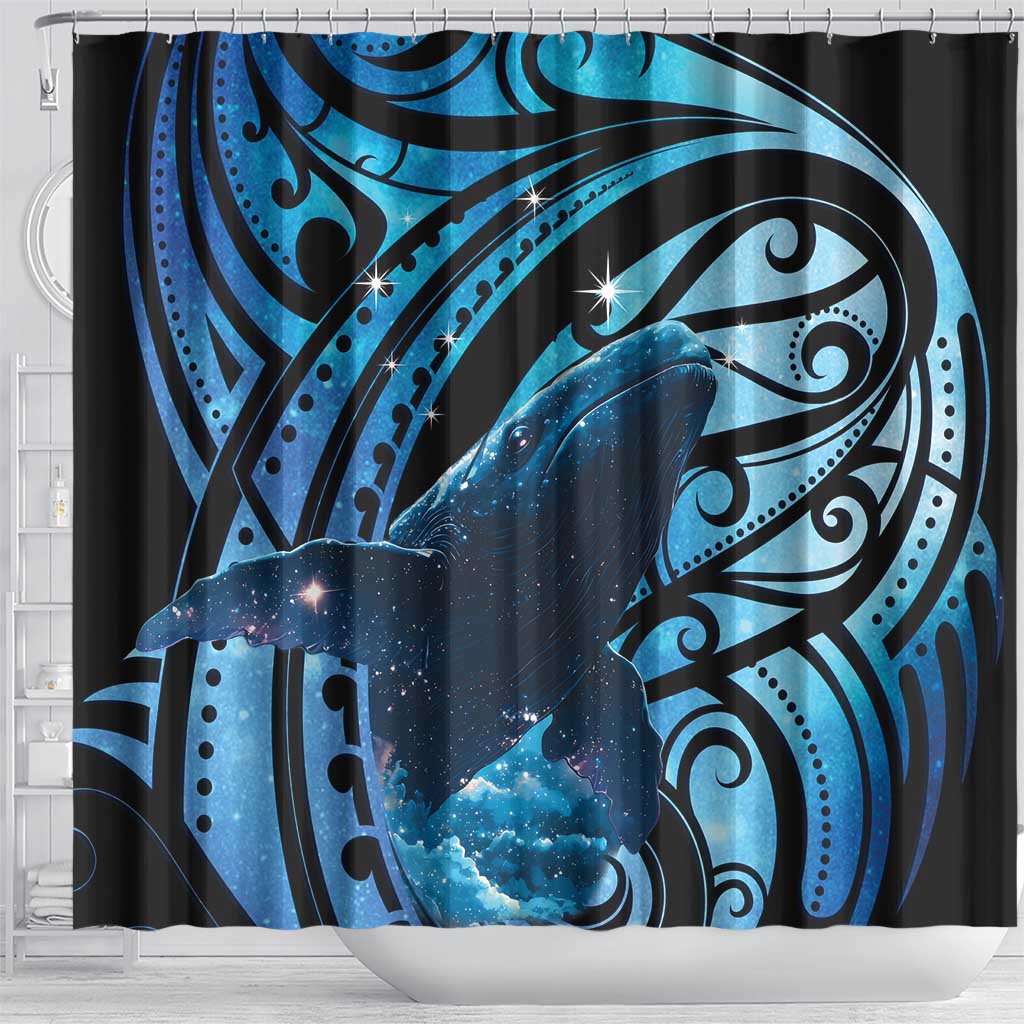 New Zealand Matariki Shower Curtain Maori Humpback Whale Galaxy
