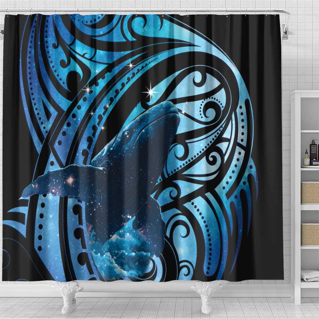 New Zealand Matariki Shower Curtain Maori Humpback Whale Galaxy