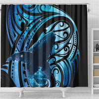 New Zealand Matariki Shower Curtain Maori Humpback Whale Galaxy