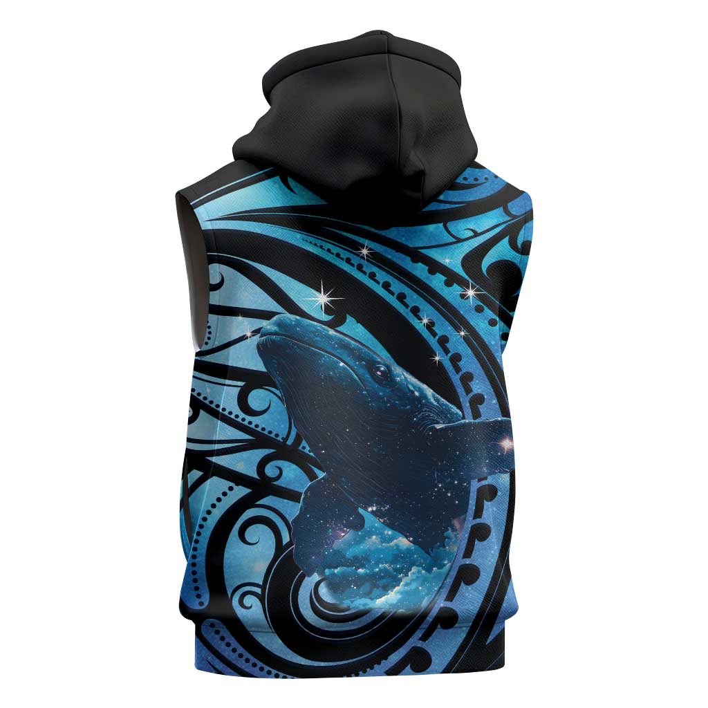New Zealand Matariki Sleeveless Hoodie Maori Humpback Whale Galaxy LT22 - Polynesian Pride