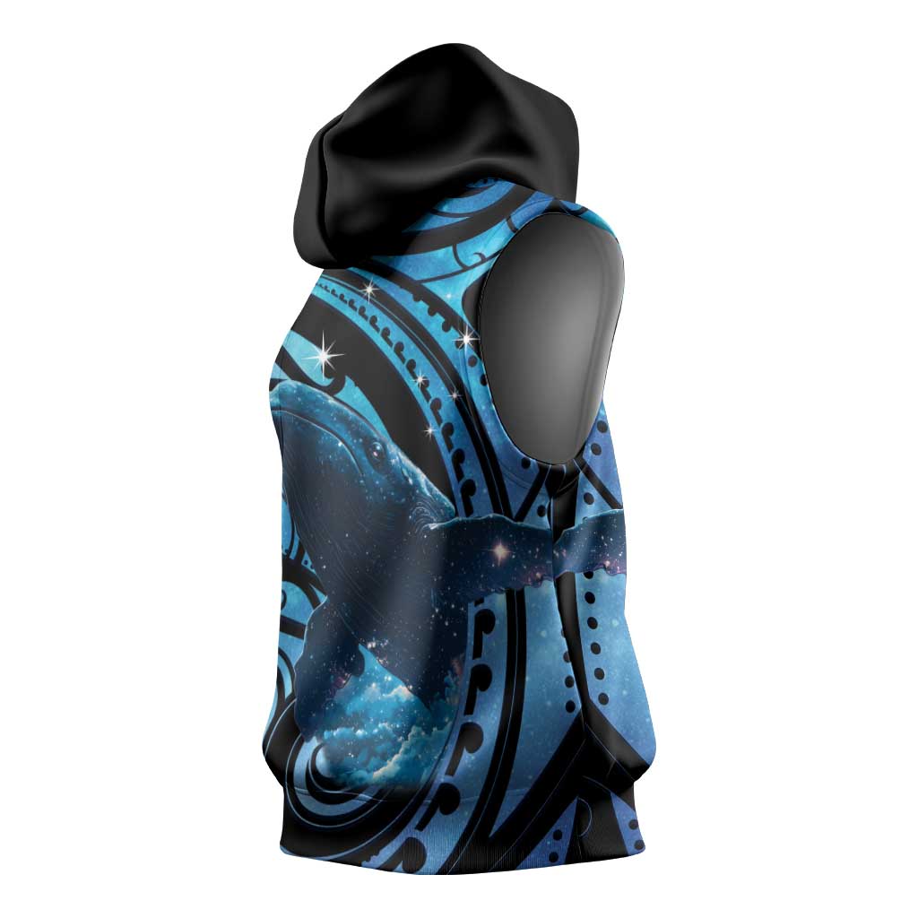 New Zealand Matariki Sleeveless Hoodie Maori Humpback Whale Galaxy LT22 - Polynesian Pride
