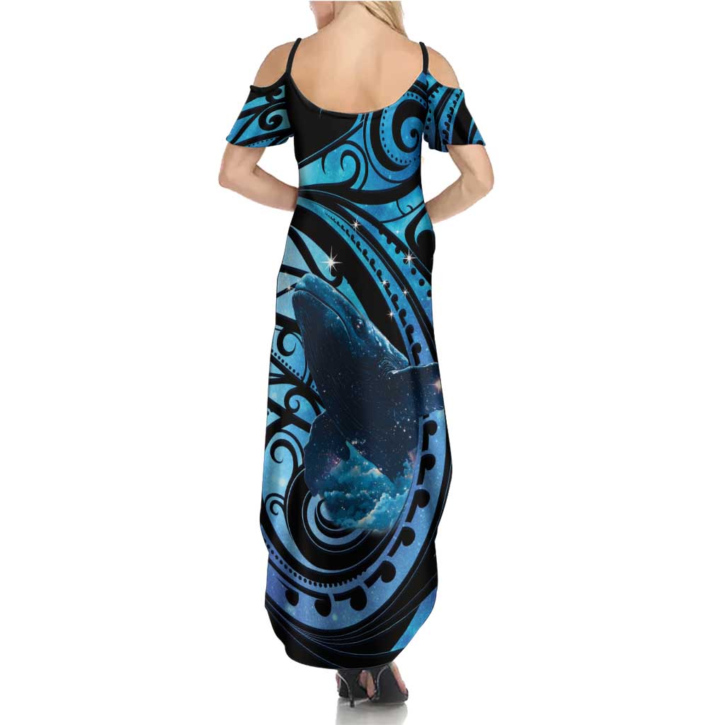 New Zealand Matariki Summer Maxi Dress Maori Humpback Whale Galaxy LT22 - Polynesian Pride