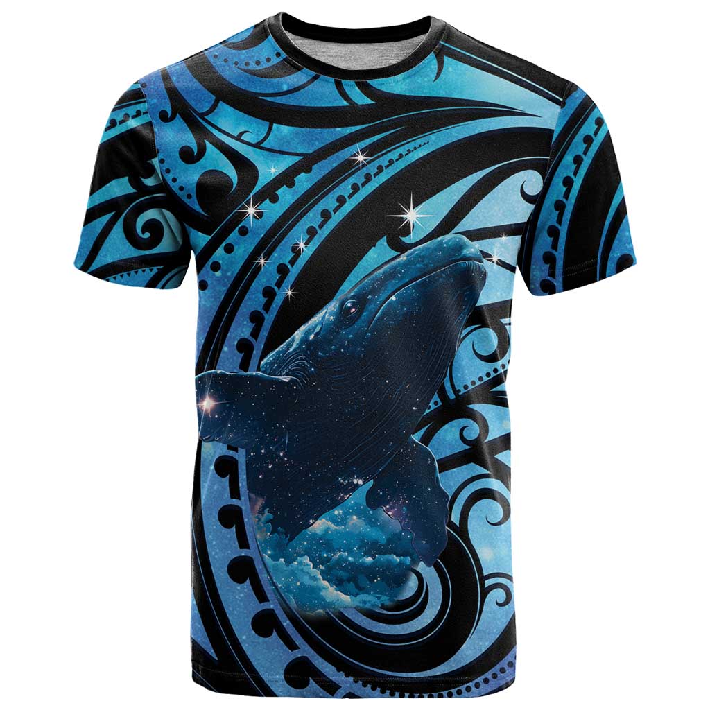 New Zealand Matariki T Shirt Maori Humpback Whale Galaxy LT22 Blue - Polynesian Pride