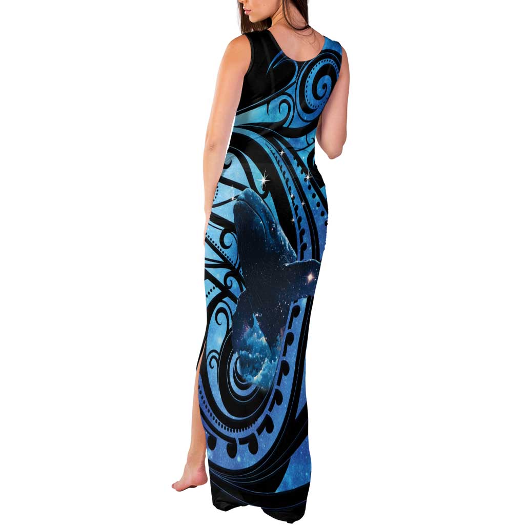 New Zealand Matariki Tank Maxi Dress Maori Humpback Whale Galaxy