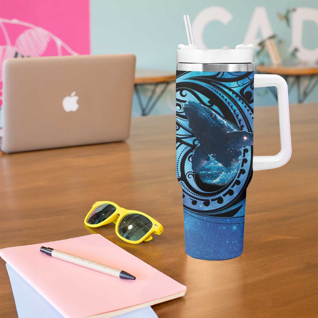 New Zealand Matariki Tumbler With Handle Maori Humpback Whale Galaxy LT22 - Polynesian Pride