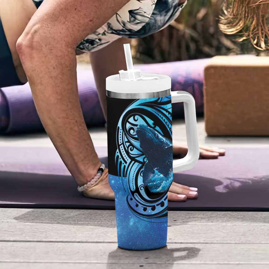New Zealand Matariki Tumbler With Handle Maori Humpback Whale Galaxy LT22 - Polynesian Pride