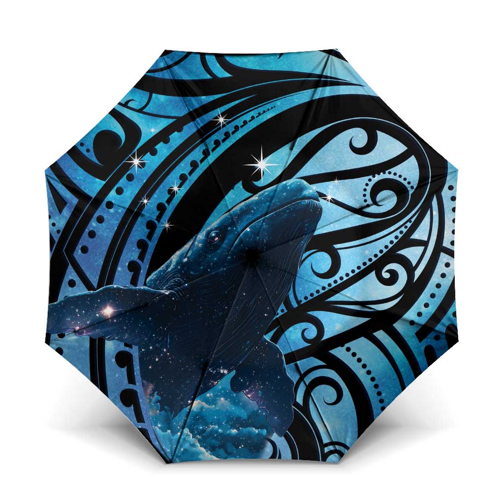 New Zealand Matariki Umbrella Maori Humpback Whale Galaxy LT22 One Size Folded 11.42 inch Opened Diameter 37.4 inch Blue - Polynesian Pride