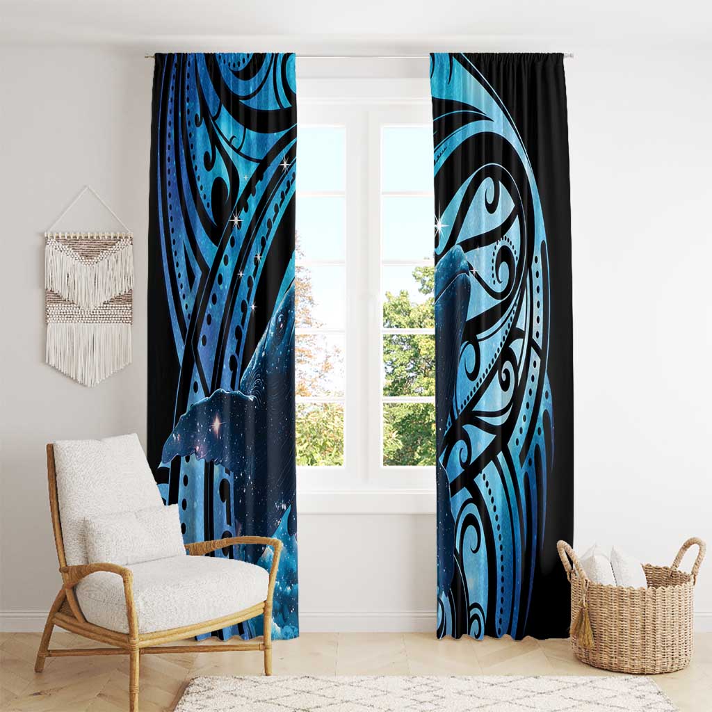 New Zealand Matariki Window Curtain Maori Humpback Whale Galaxy LT22 - Polynesian Pride