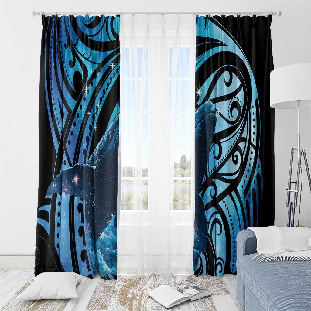New Zealand Matariki Window Curtain Maori Humpback Whale Galaxy LT22 - Polynesian Pride