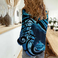 New Zealand Matariki Women Casual Shirt Maori Humpback Whale Galaxy